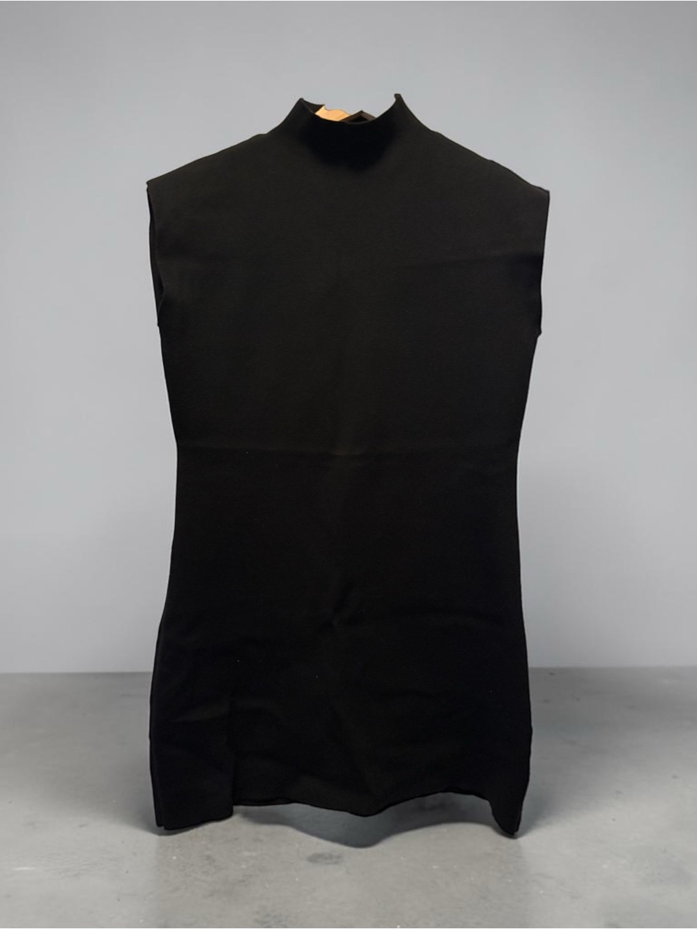 Classic Black Sleeveless Mock Neck Mini Dress